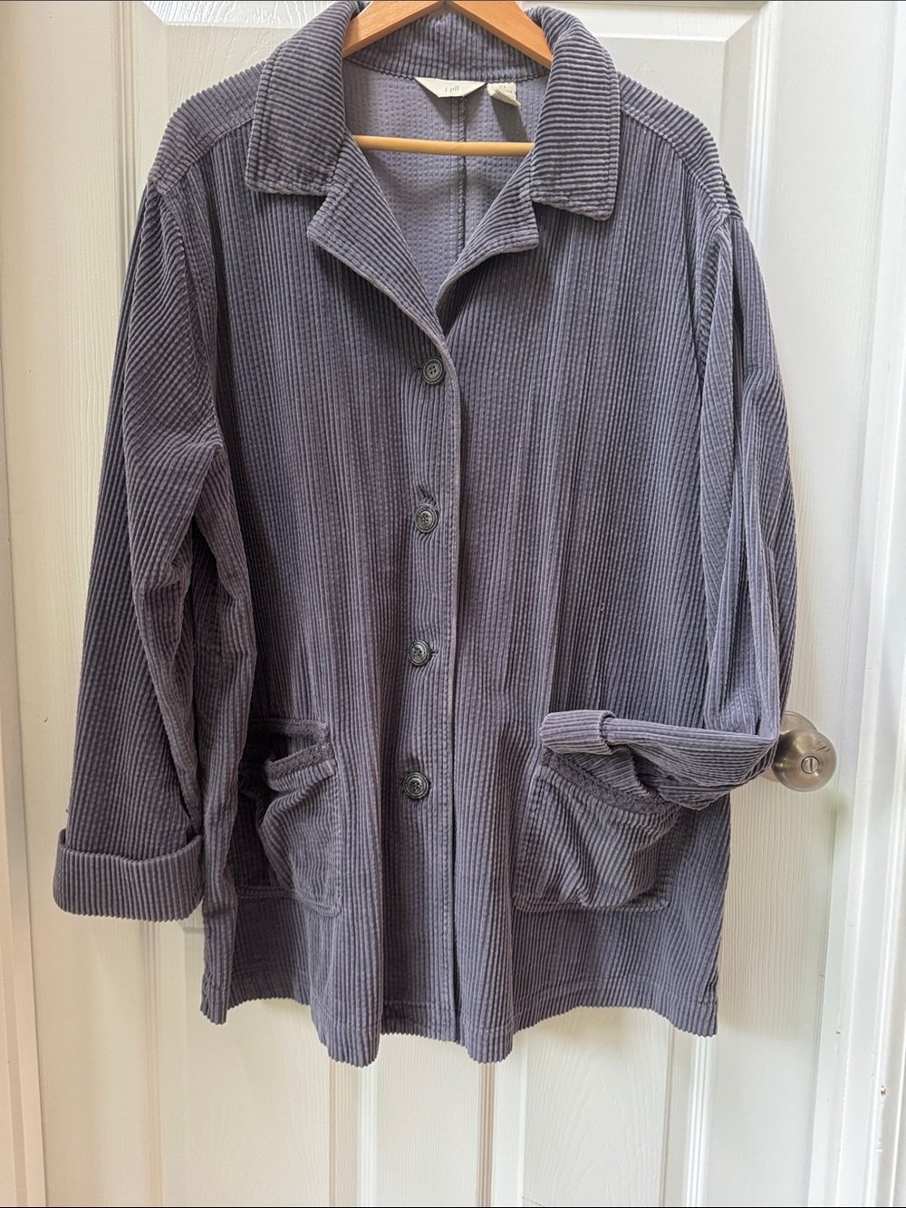 Vintage J.Jill 2X Women's Corduroy Jacket in Slate Blue Color